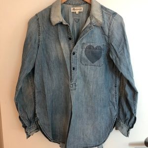 Madewell Chambray Pocket Shirt with Heart